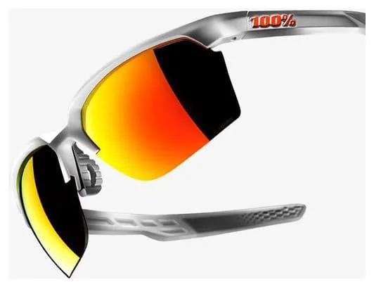 100% Sportcoupe 100% Gafas de sol Blanco Mate Cristal Hiper Multicapa Espejo Rojo