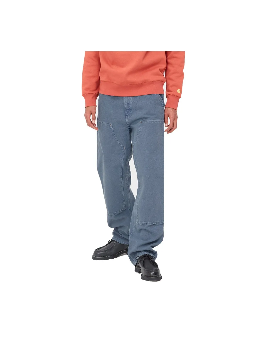 CARHARTT WIP DOUBLE KNEE PANT STORM BLUE FADED