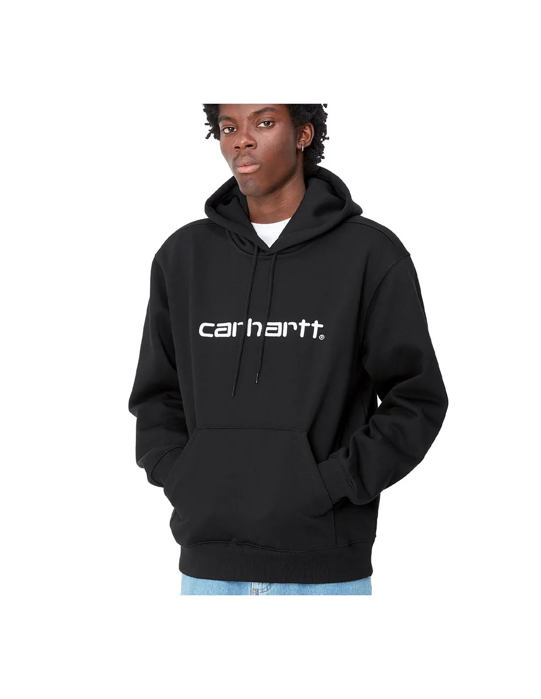 CARHARTT WIP HOODED CARHARTT SWEAT BLACK/WHITE