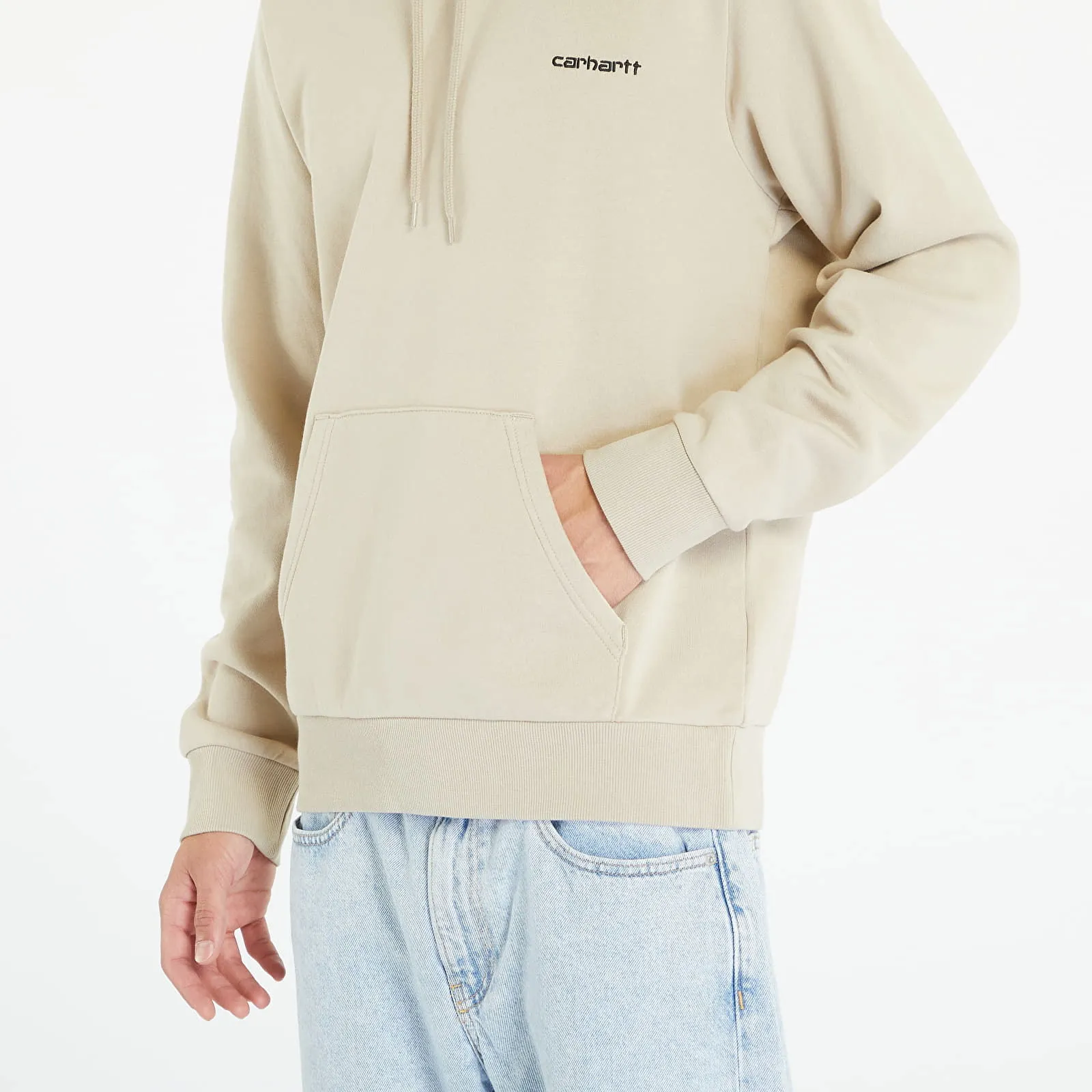 Carhartt WIP Hooded Script Embroidery Sweatshirt Beige