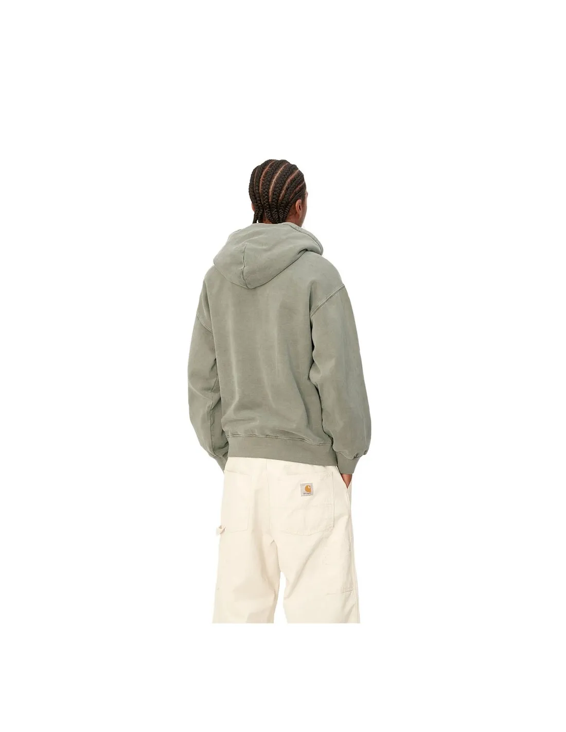 CARHARTT WIP HOODED VISTA SWEAT SMOKE GREEN GARMENT DYED