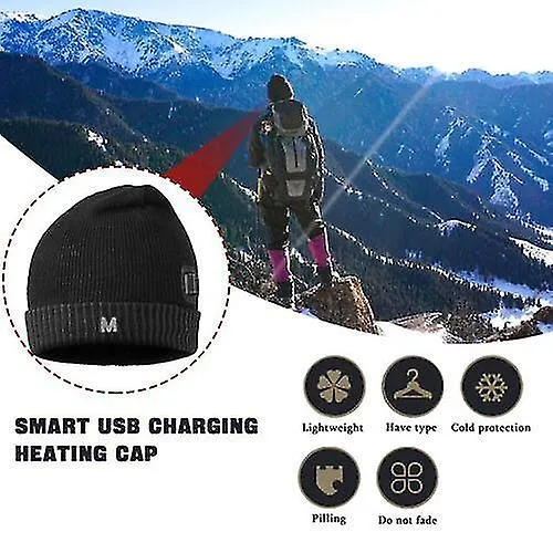 Electric Heated Beanie Hat USB Rechargeable Outdoor Cycling Windproof Warm For Women Men