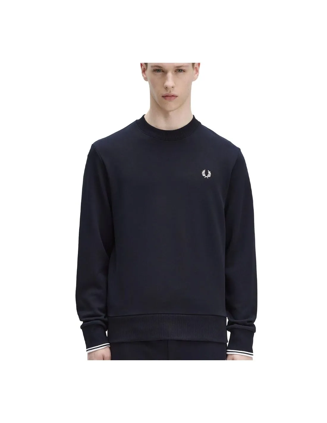 FRED PERRY CREW NECK SWEATSHIRT NAVY