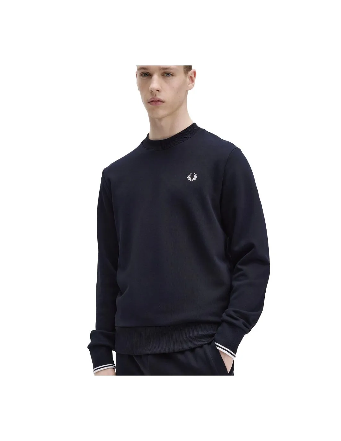 FRED PERRY CREW NECK SWEATSHIRT NAVY