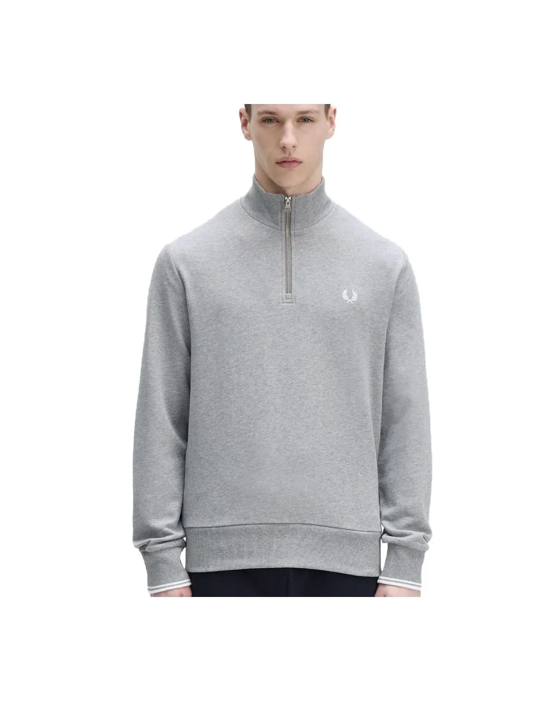 FRED PERRY HALF ZIP SWEATSHIRT STEEL MARL