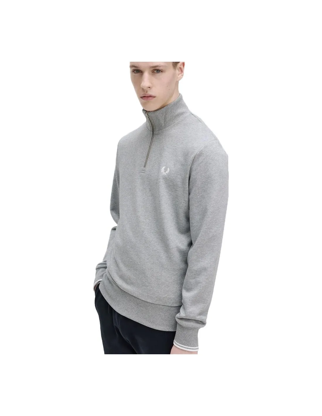 FRED PERRY HALF ZIP SWEATSHIRT STEEL MARL