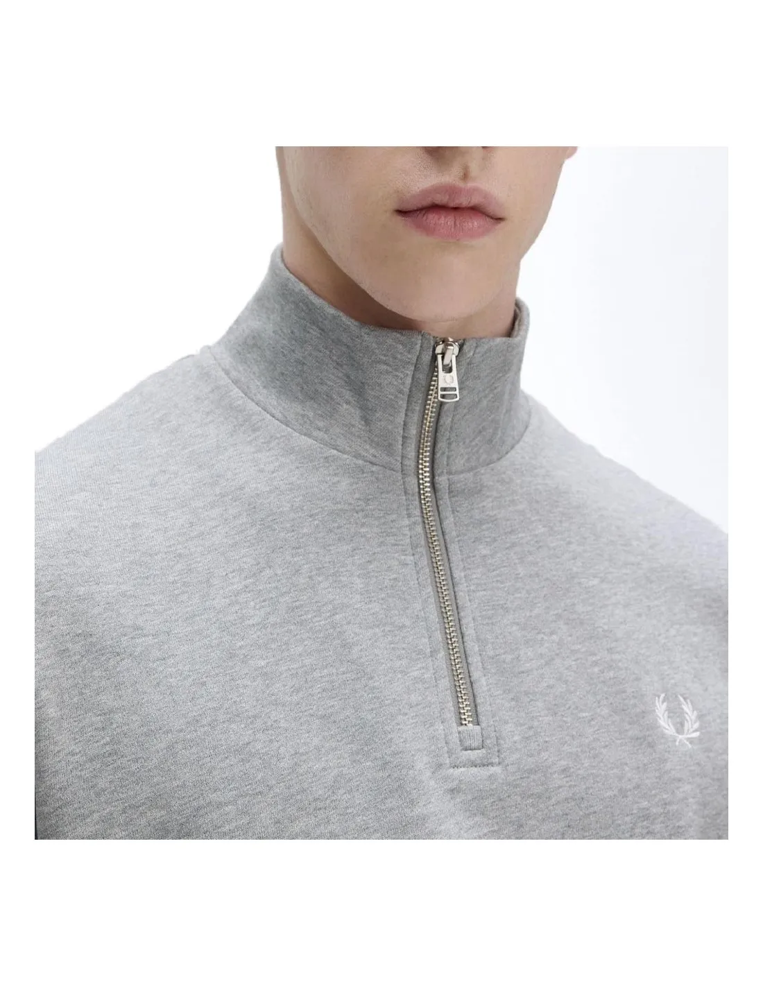 FRED PERRY HALF ZIP SWEATSHIRT STEEL MARL