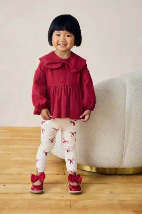 Lazo rojo - Conjunto de top con sobrefalda y leggings (3 meses-7 años)