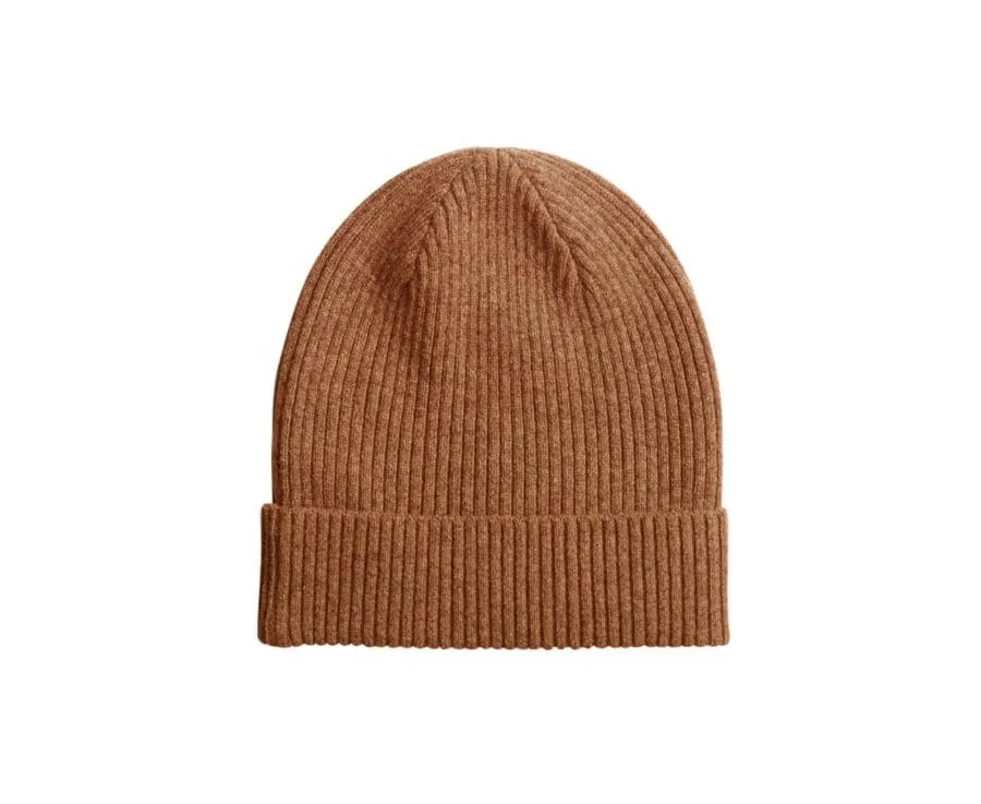 Melange Hazelnut Wool Beanie Hat - BENNETH