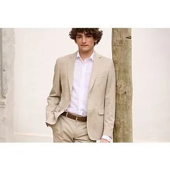 Men's Beige Melange Suit Jacket - LAZARE