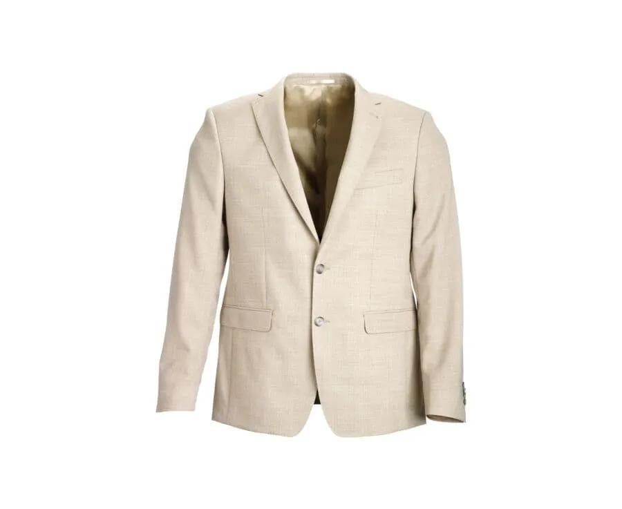 Men's Beige Melange Suit Jacket - LAZARE