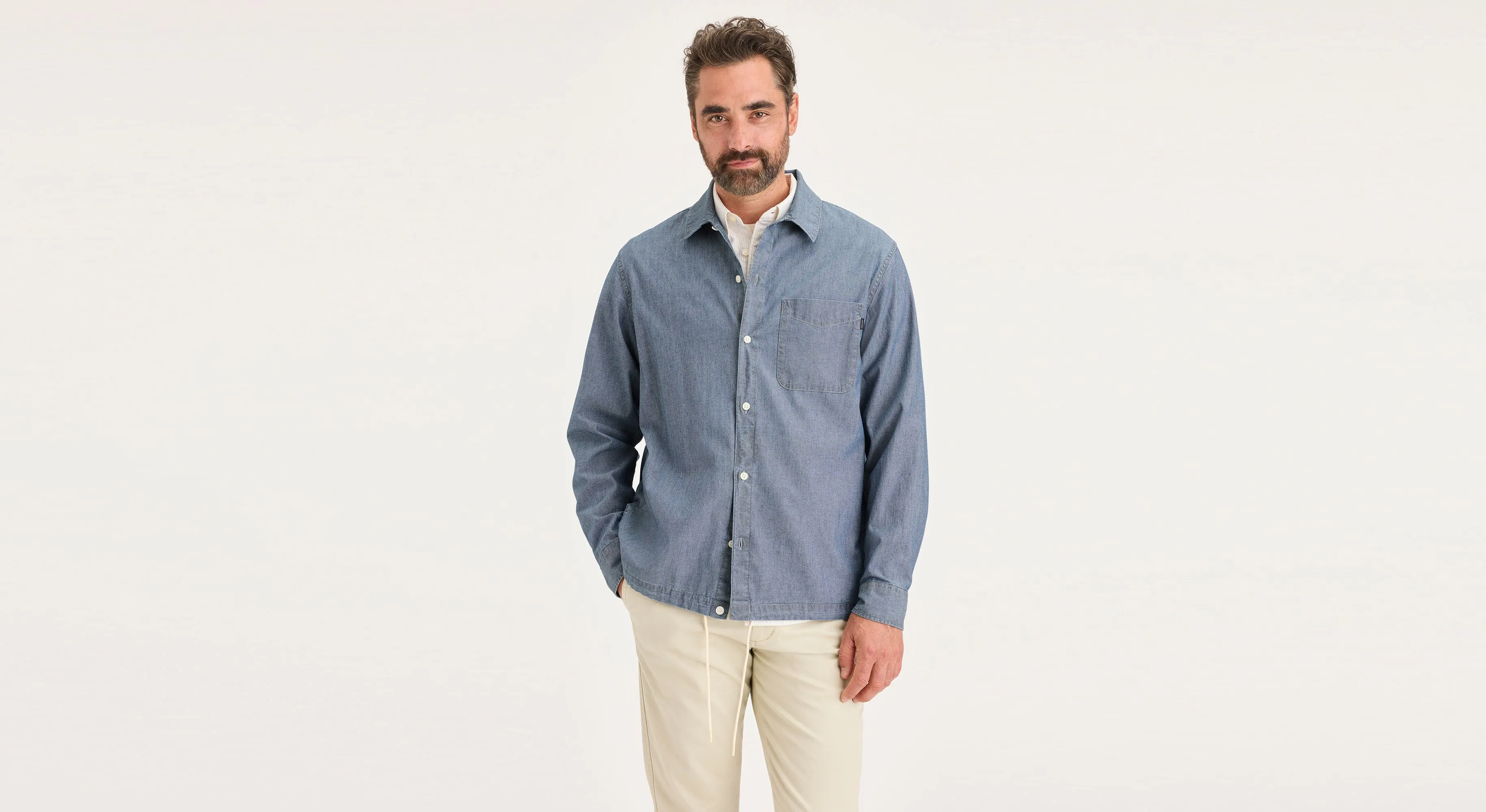 Men's Relaxed Fit Coaches Shirt Jacket