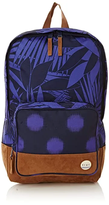 Mochila Roxy chica ERJBP03090 Blue Casual Backpack  Azul y morado con flores y topos