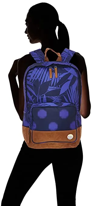 Mochila Roxy chica ERJBP03090 Blue Casual Backpack  Azul y morado con flores y topos