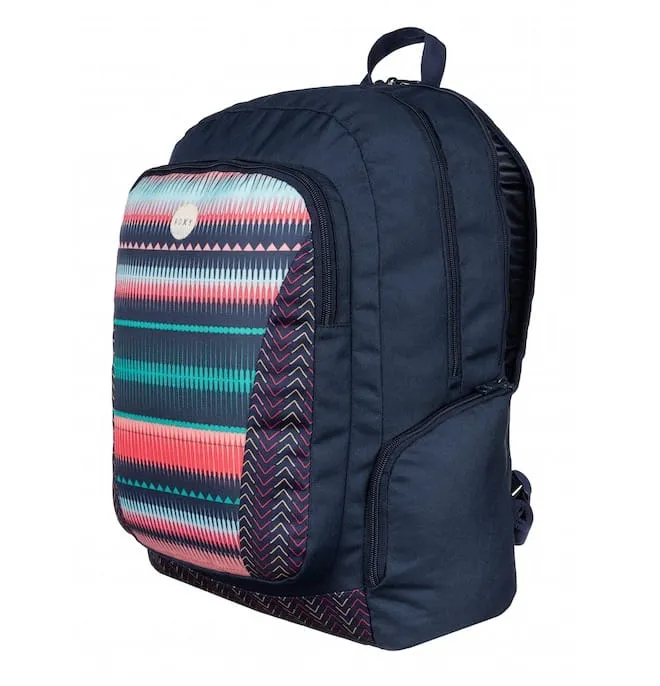 Mochila Roxy doble ERJBP03112 Backpack ALRIGHT JAGGED STRIPE bolsillo para ordenador étnico azules