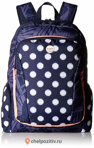 Mochila Roxy doble ERJBP03112 (BTN7) Alright Backpack para ordenador Azul con lunares blancos