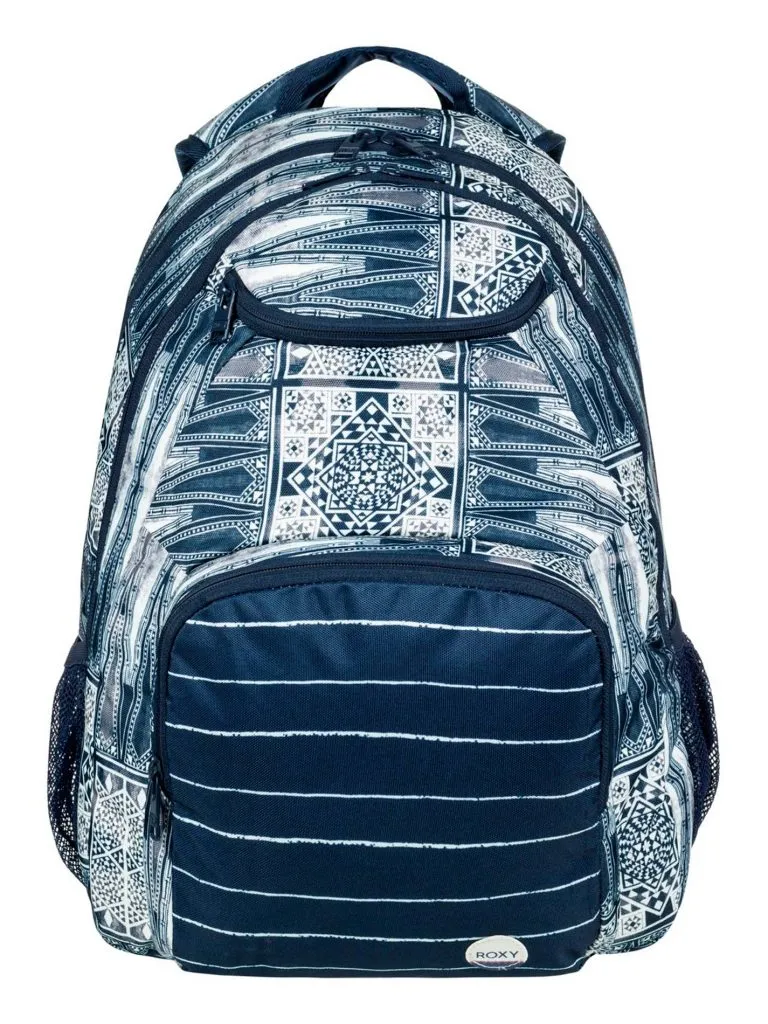 Mochila Roxy doble ERJBP03594 Backpack SHADOW SWELL bolsillo para ordenador estampado étnico azul