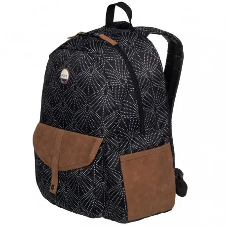 Mochila Roxy Girl Carribean 18L medida mediana  ERJBPO3276 negra y puntos blancos