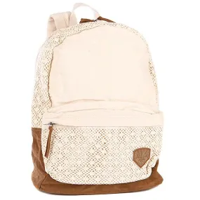 Mochila Roxy Girl GALLERY 21,5L Ref. ARJBP00012 crudo lona y ganchillo