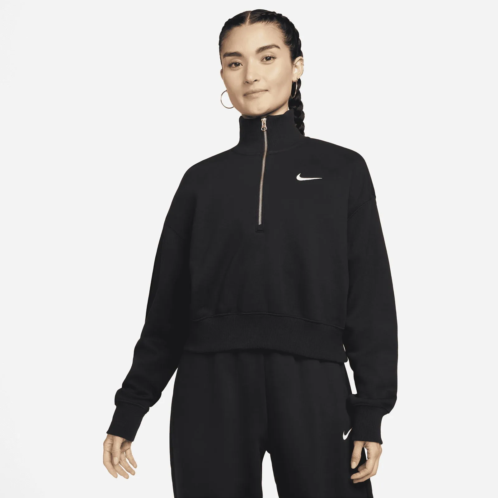 Nike Phoenix Fleece  1/2-Zip Oversized Crop Sweatshirt