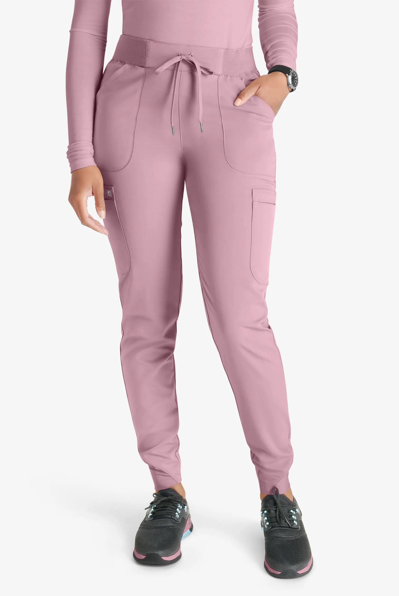 Pantalón médico Cherokee Atmos STRETCH Coolmax estilo cargo jogger con cordón y 4 bolsillos para mujer