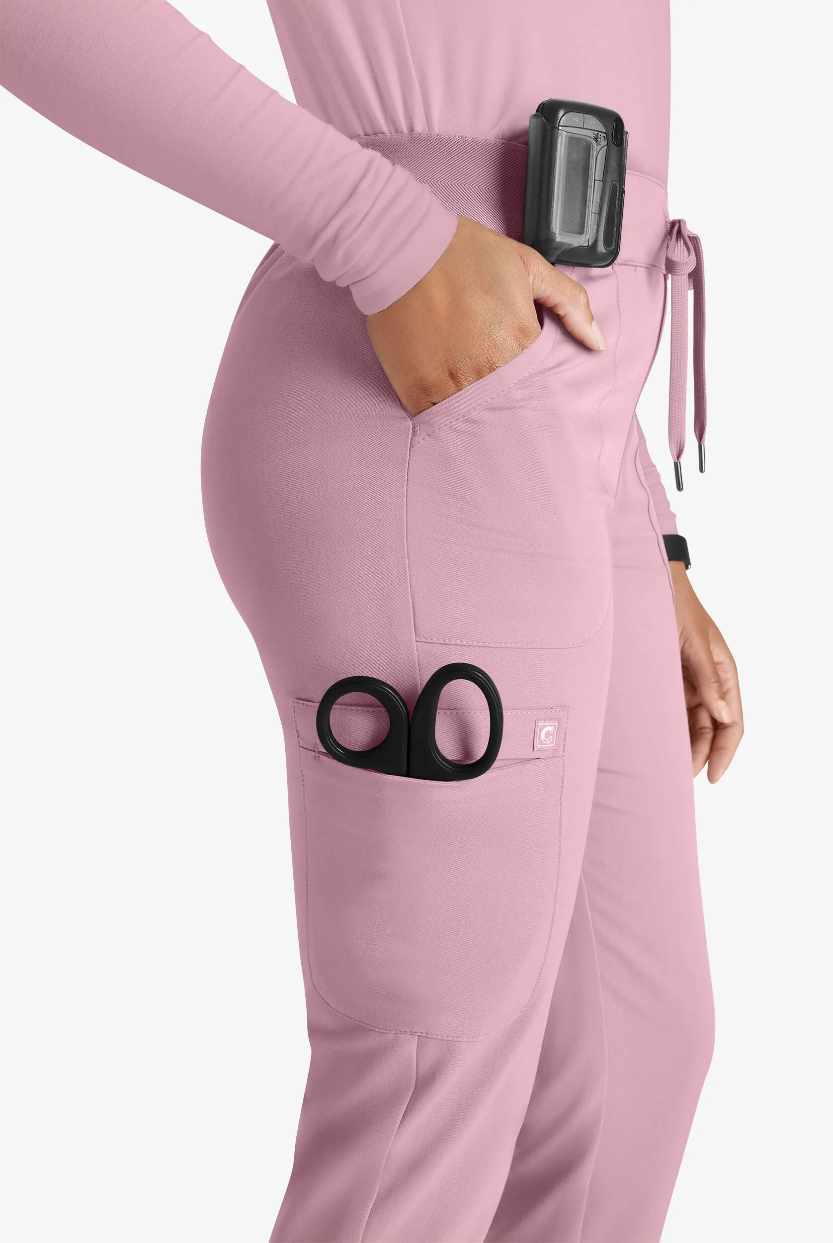 Pantalón médico Cherokee Atmos STRETCH Coolmax estilo cargo jogger con cordón y 4 bolsillos para mujer