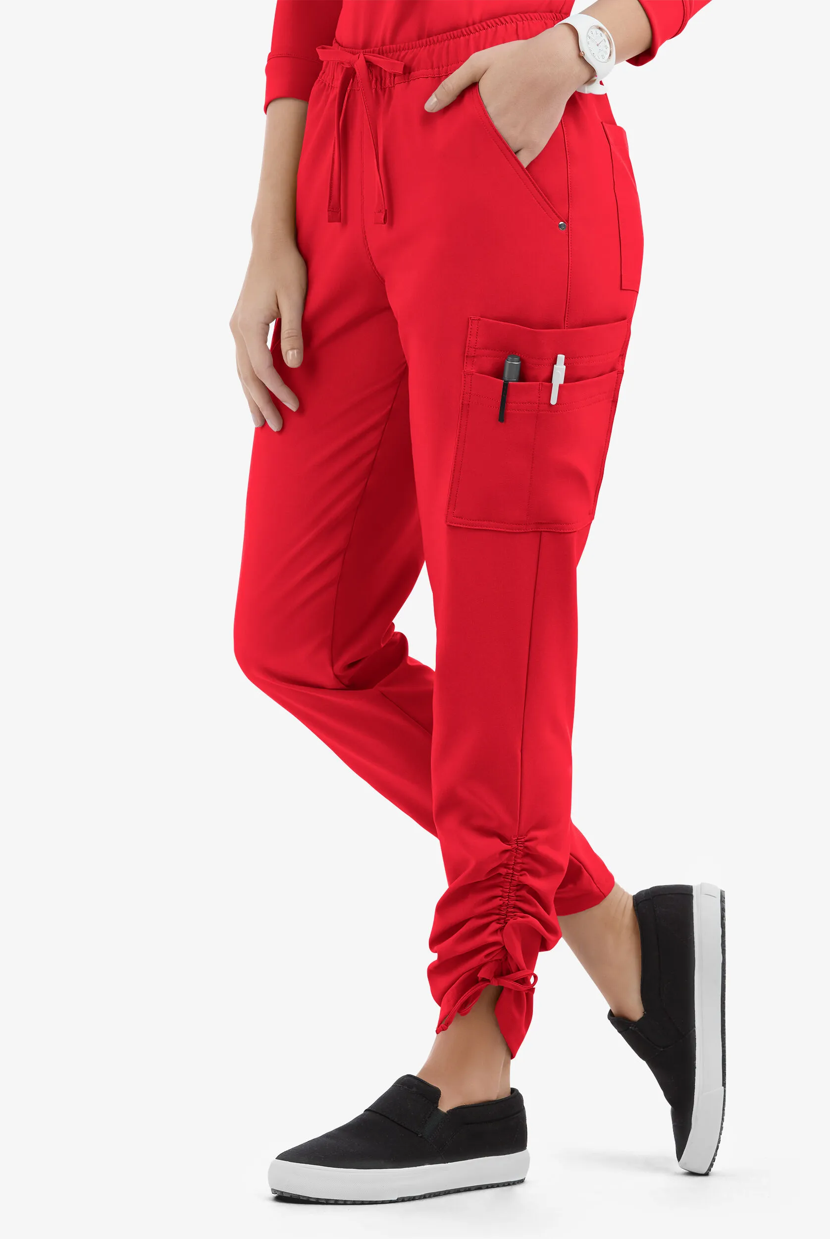 Pantalón médico Easy STRETCH Halle estilo jogger con pierna fruncida y 9 bolsillos para mujer