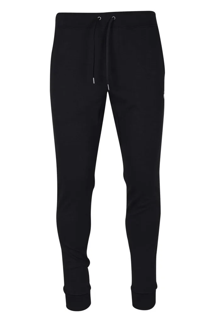 Pantalón jogger de color negro con logo blanco