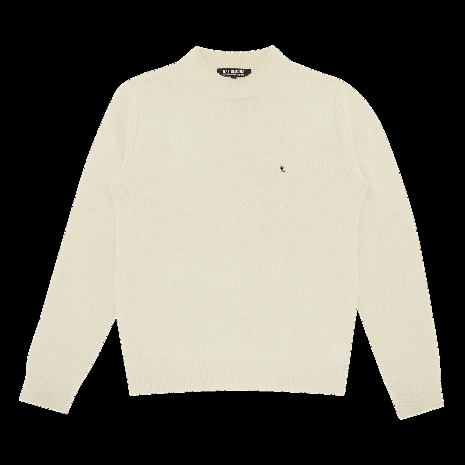 RAF SIMONS Vintage Wool Knit R Embroidery Mockneck Sweater