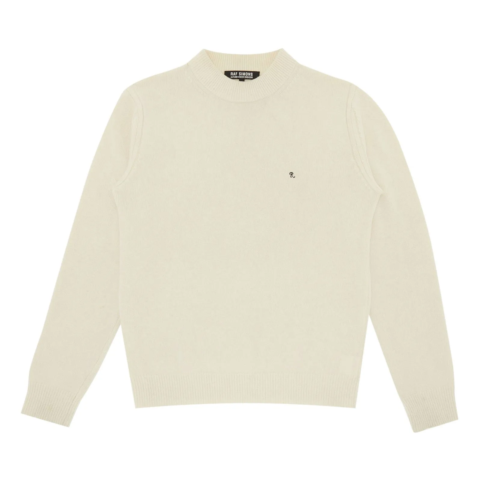 RAF SIMONS Vintage Wool Knit R Embroidery Mockneck Sweater