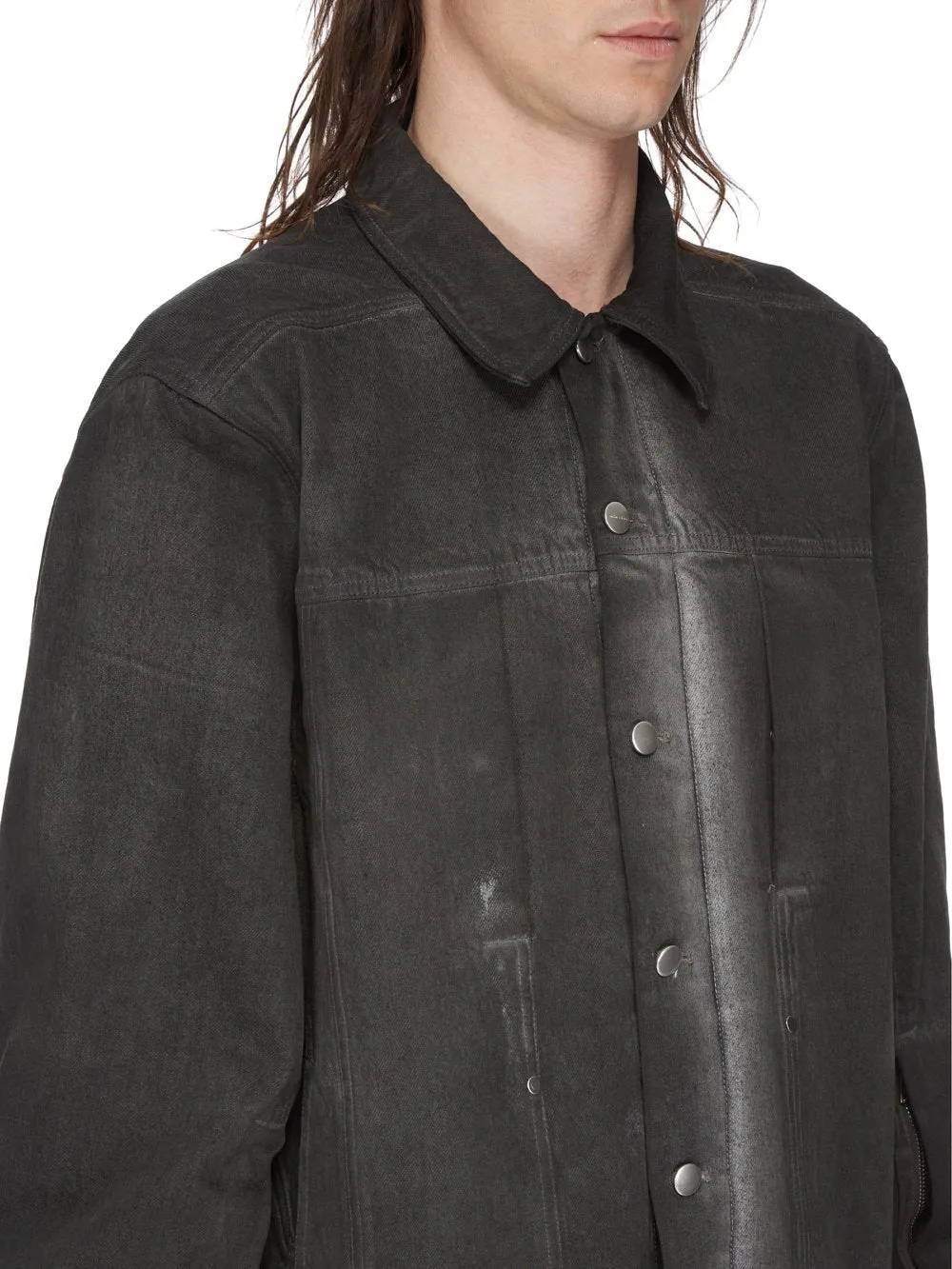 Rick Owens Denim Jacket Lido Worker Dark Dust