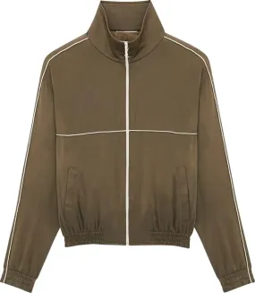 Saint Laurent Teddy Jacket In Crepe Satin Kaki Fonce