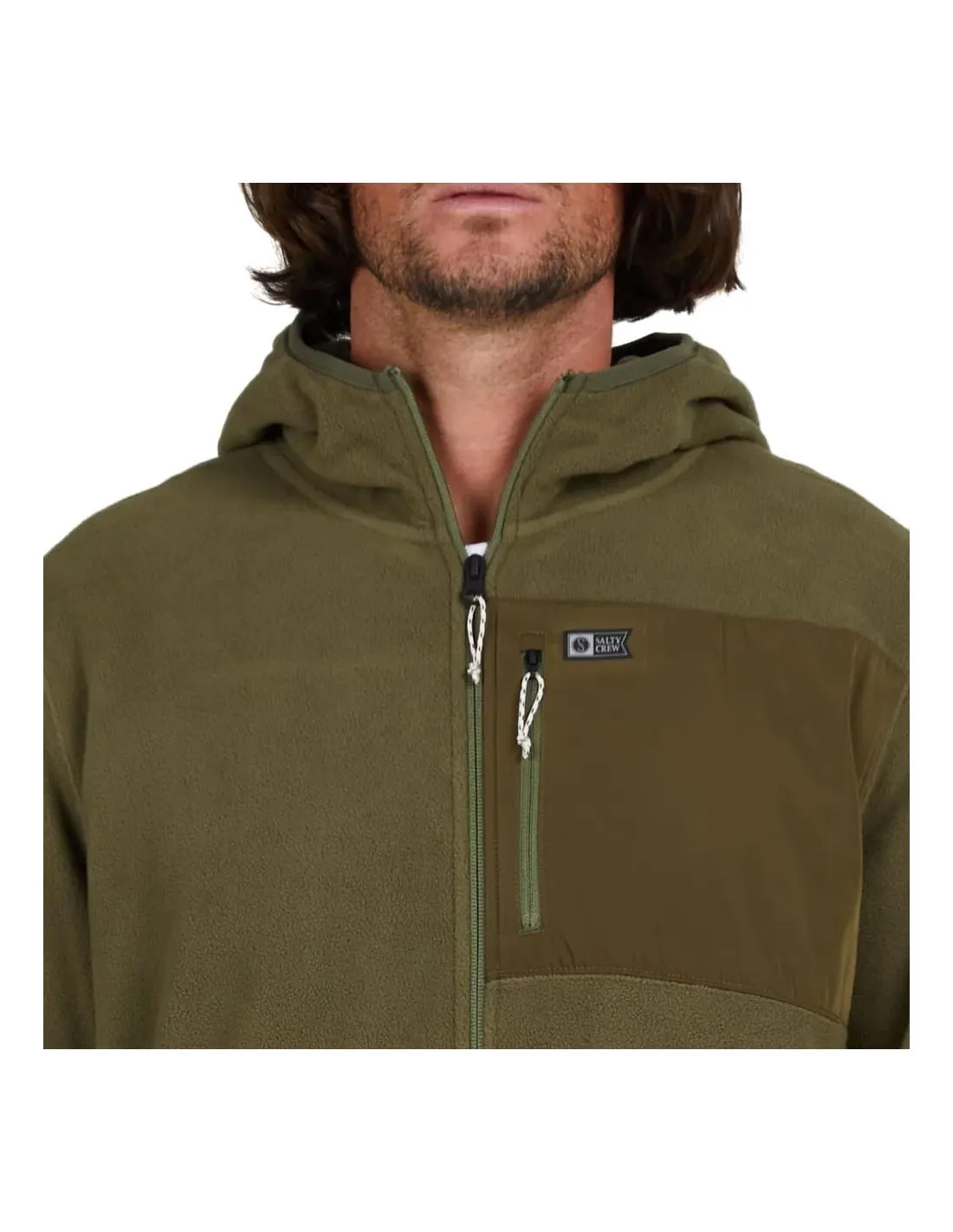 SALTY CREW EBBTIDE ZIP HOODY POLAR FLEECE OLIVE