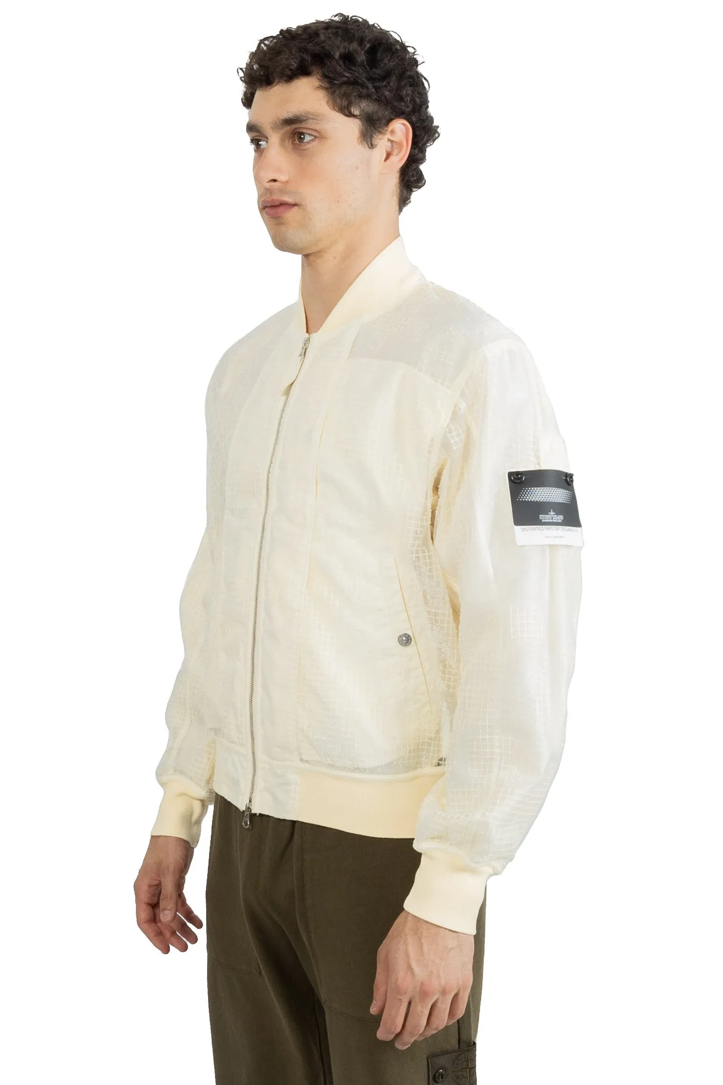 Stone Island Shadow Project Zip-up Bomber Jacket In Neutral