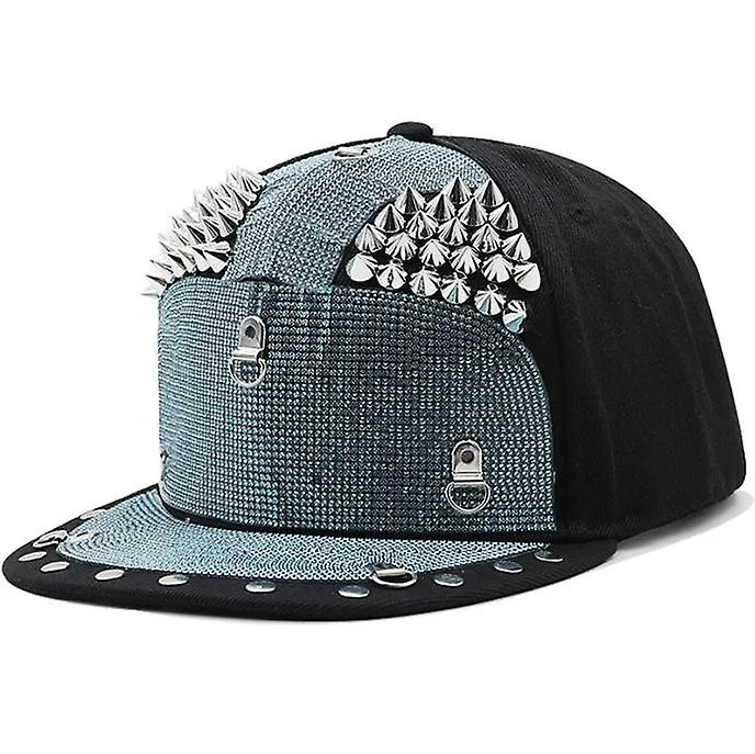 Studded Baseball Flat Bill Cap Hat