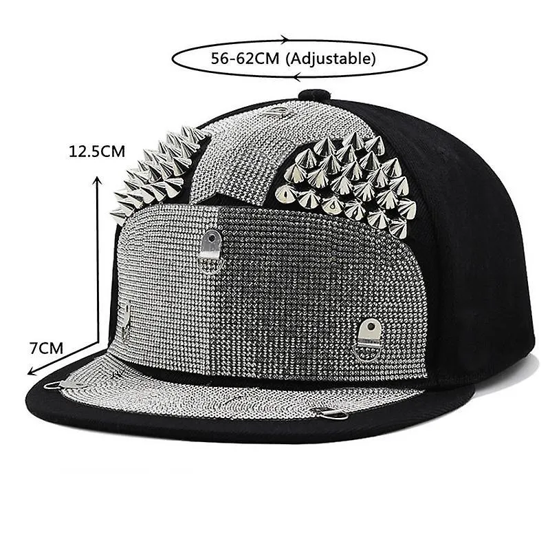 Studded Baseball Flat Bill Cap Hat