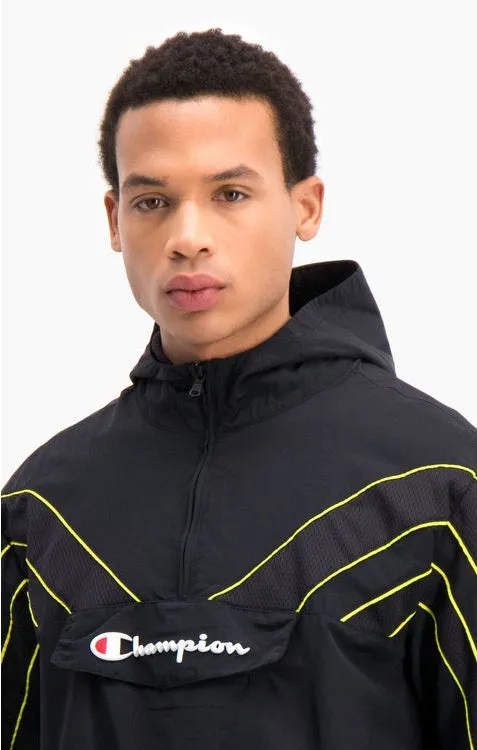 Sudadera CHAMPION Hombre con capucha HALF ZIP-UP NEON STRIPE HOODED TRACK JACKET Ref. 214691  negra