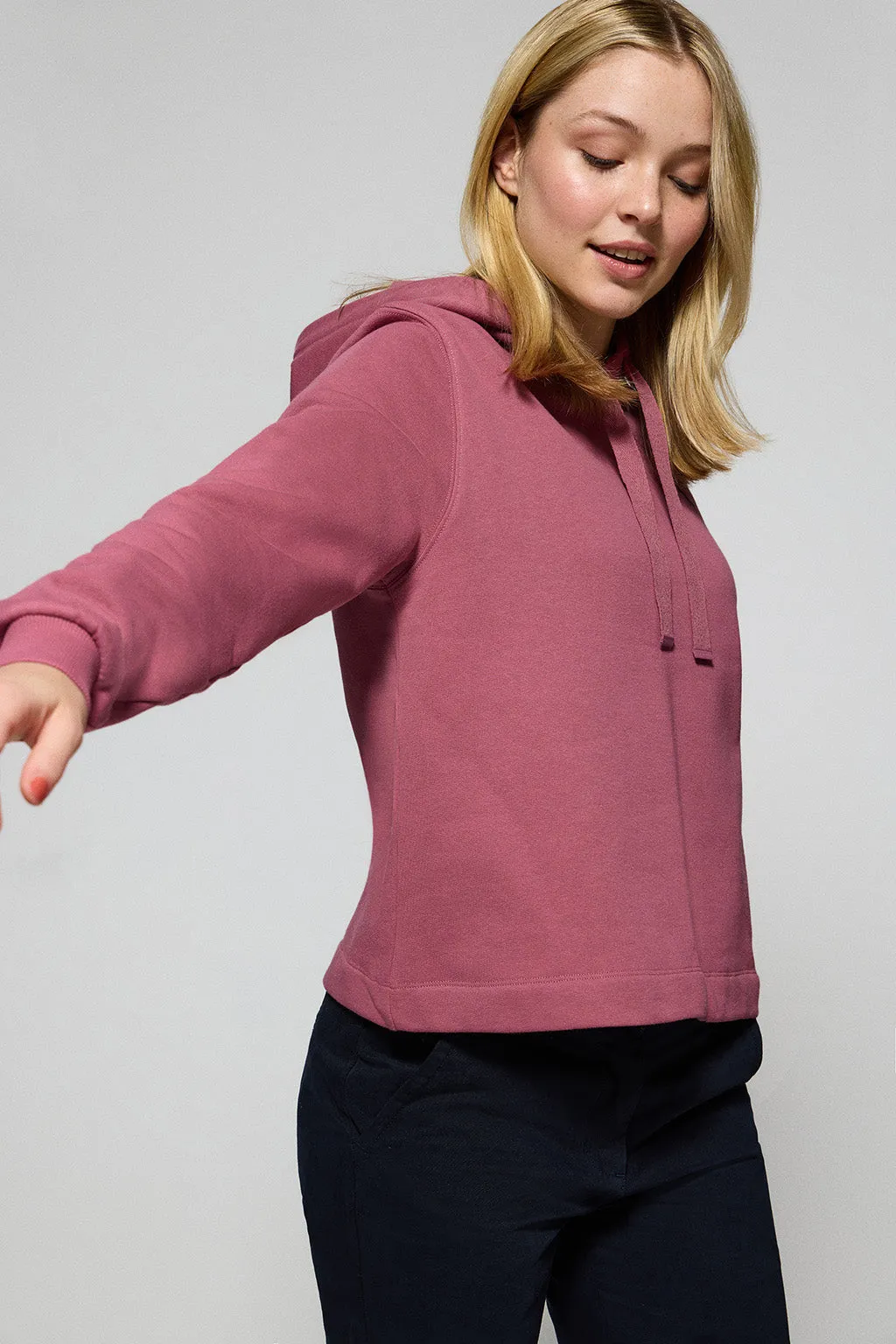 Sudadera con capucha color rosa vino con logo bordado Rigby Go