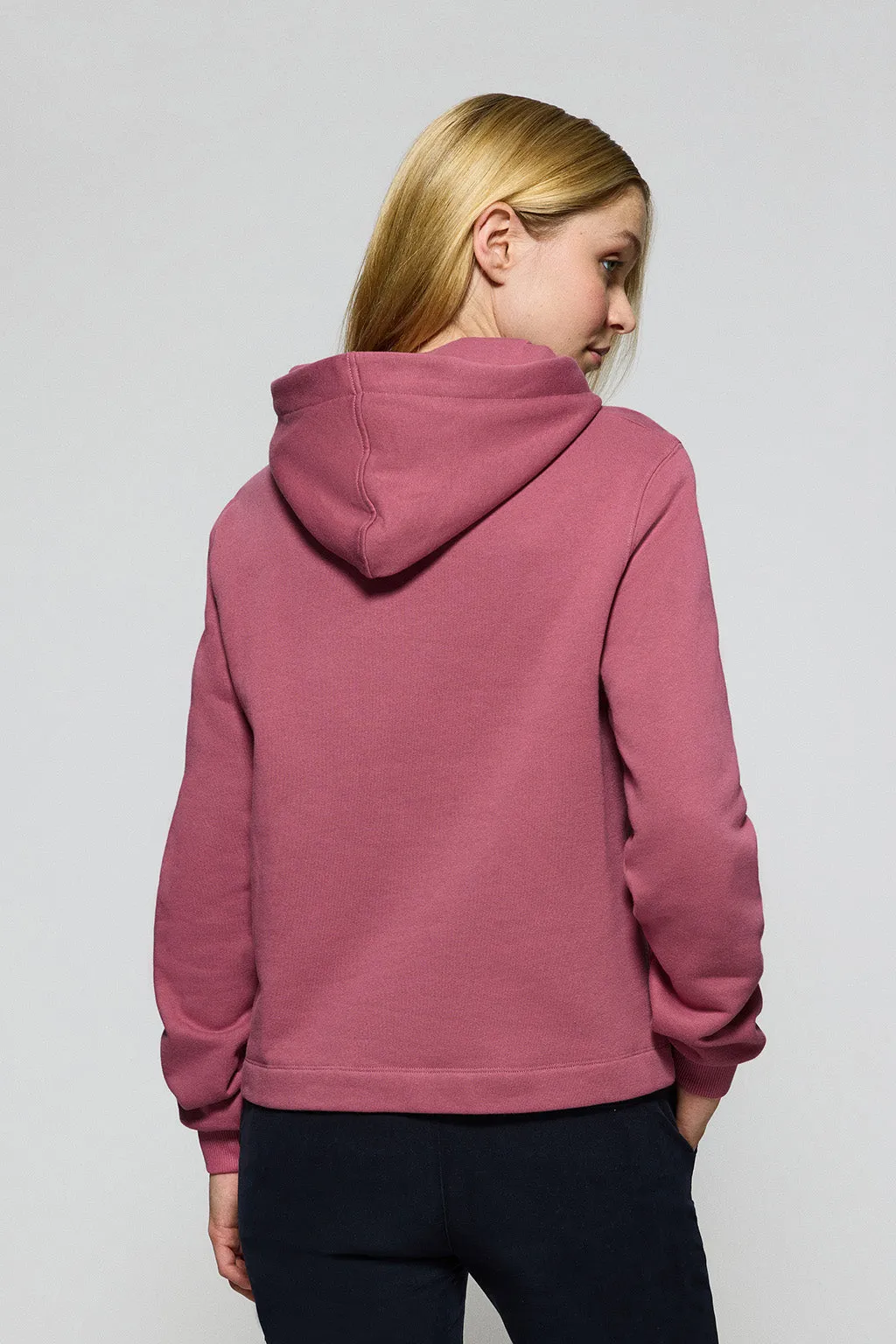 Sudadera con capucha color rosa vino con logo bordado Rigby Go