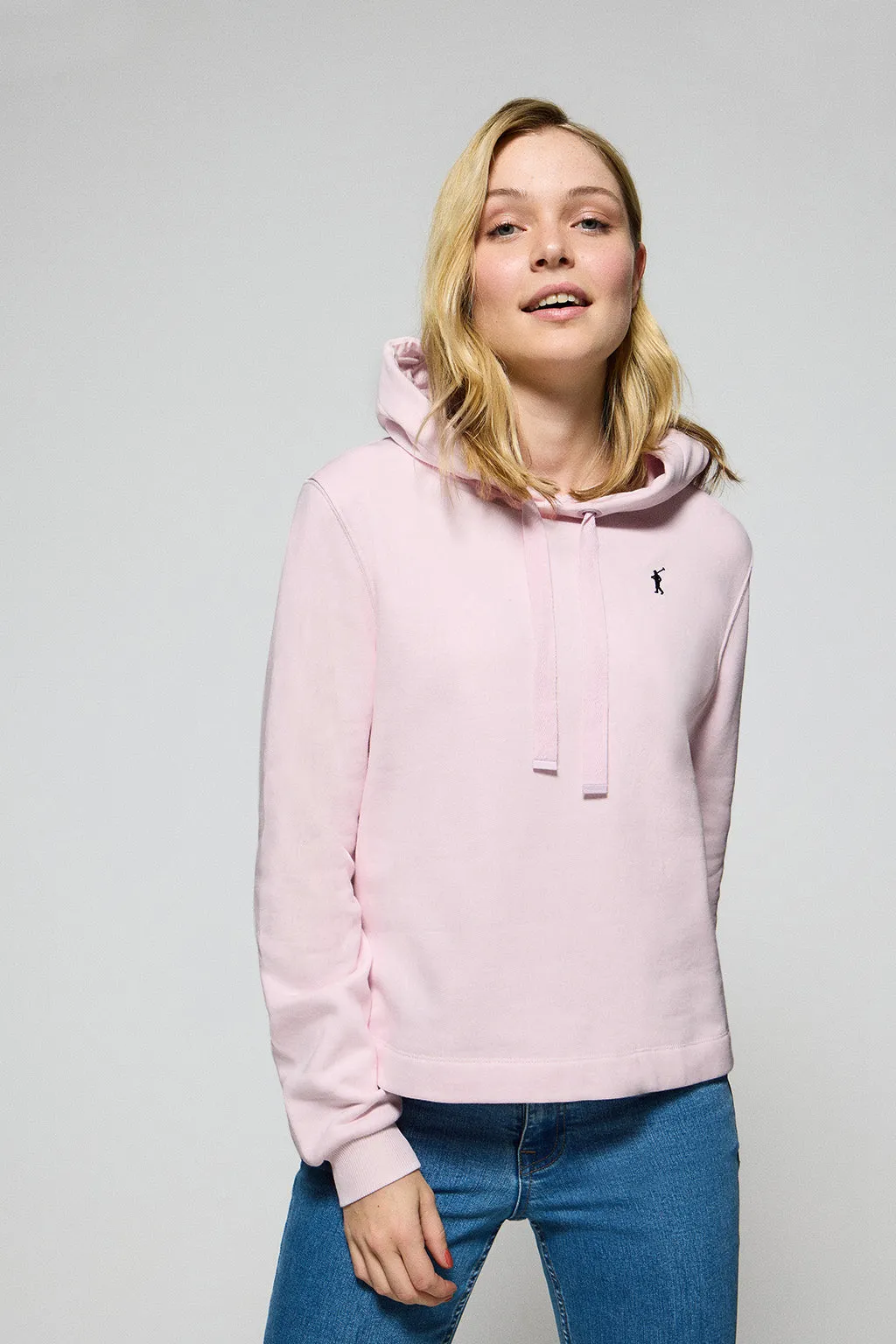 Sudadera con capucha rosa claro con logo bordado Rigby Go