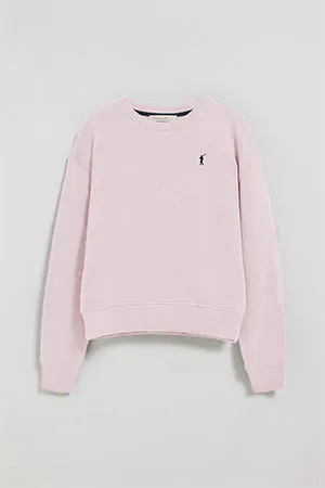 Sudadera de cuello redondo rosa con logo bordado Rigby Go