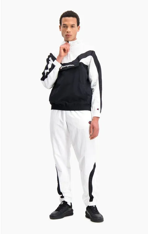 Sudadera deportiva CHAMPION Hombre con capucha HALF ZIP-UP BLOCK AND STRIPE TRACK JACKET Ref. 214263  blanca