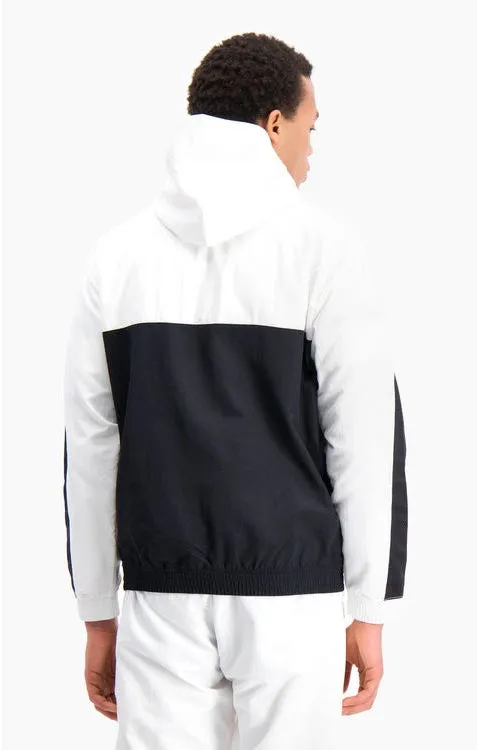 Sudadera deportiva CHAMPION Hombre con capucha HALF ZIP-UP BLOCK AND STRIPE TRACK JACKET Ref. 214263  blanca