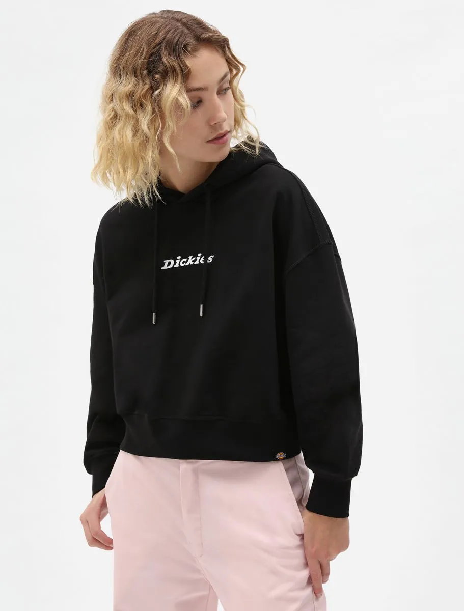 Sudadera DICKIES con capucha para mujer clásica Loretto boxy Black Ref. DK0A4XBOBLK negro logo pecho