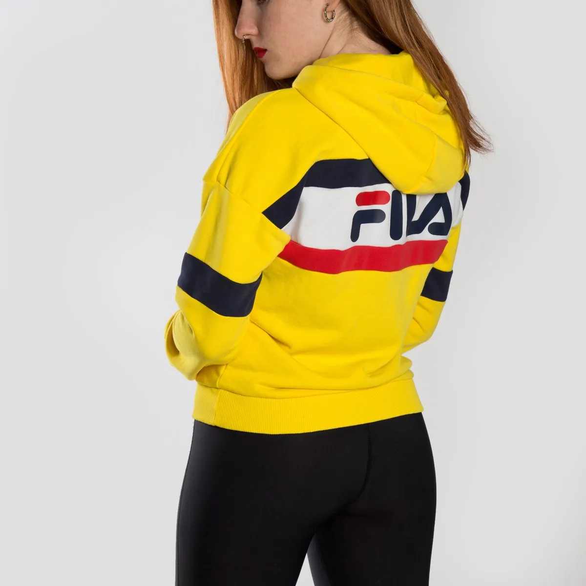 Sudadera FILA chica con capucha ELLA HOODIE Ref. 687079 Amarilla, blanco y marino