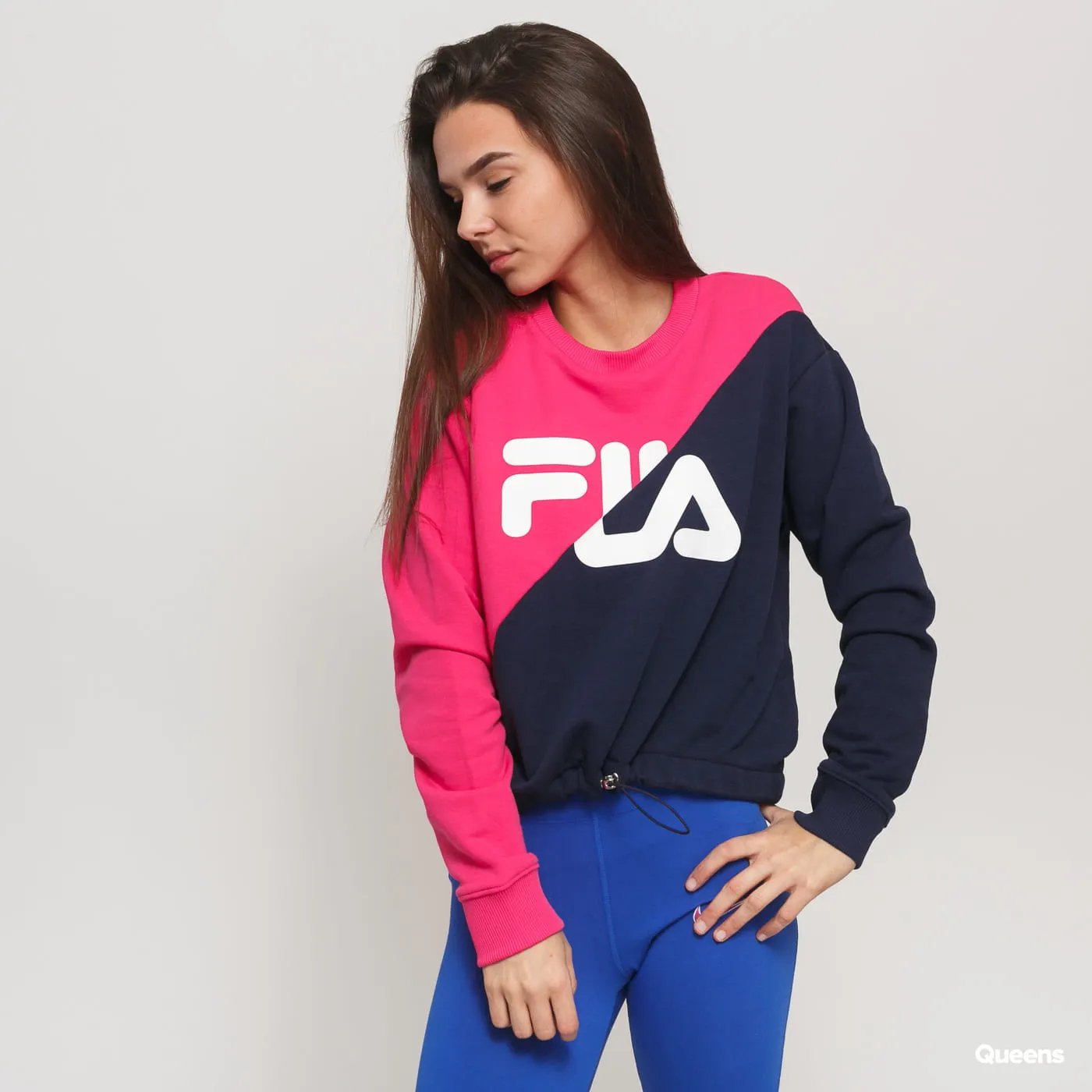 Sudadera FILA chica cuello redondo BANJI CROPPED CREW SWEAT Ref. 687491 Marino y fucsia