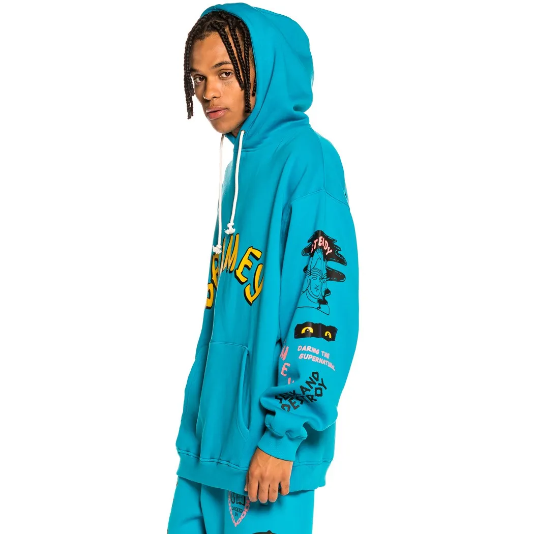 Sudadera GRIMEY con capucha Unisex Grimey  “Destroy All Fear” Hoodie – Blue | Fall 21 Ref. GCH504-BLU azul dib