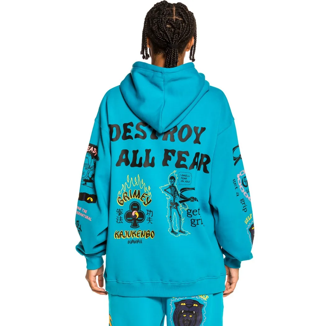 Sudadera GRIMEY con capucha Unisex Grimey  “Destroy All Fear” Hoodie – Blue | Fall 21 Ref. GCH504-BLU azul dib