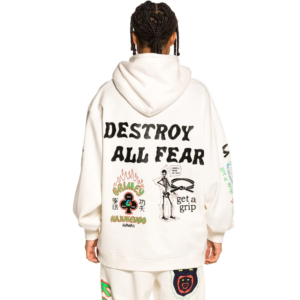 Sudadera GRIMEY con capucha Unisex Grimey “Destroy All Fear” Hoodie – White | Fall 21 Ref. GCH504-WTH blanca d