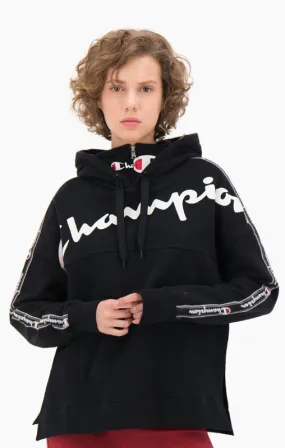 Sudadera Mujer CHAMPION con capucha Hoodie Sweatshirt Ref. 111928 Negra  logo mangas